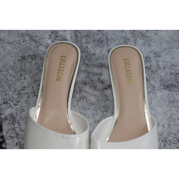 LULLASONG White Kitten Heels Sandals Low 2 Inch Heeled Square Open Toe Size US11 - Picture 7 of 7